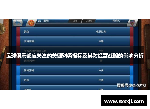 足球俱乐部应关注的关键财务指标及其对经营战略的影响分析